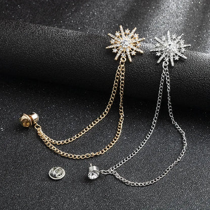 Star Rhinestone Brooch For Men