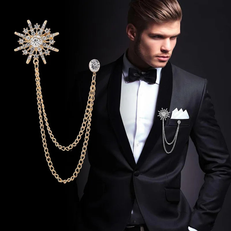 Star Rhinestone Brooch For Men