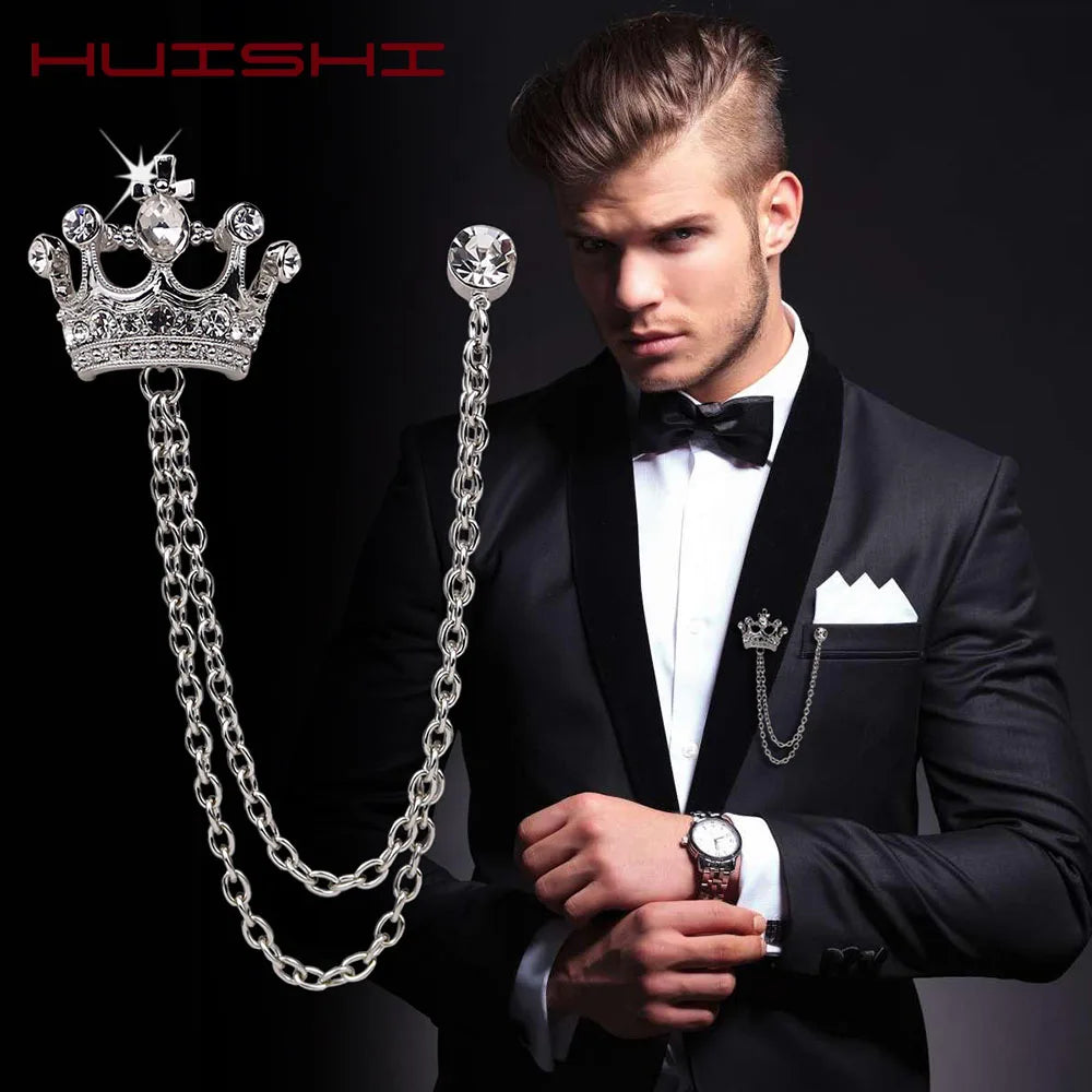 Crown Brooch British Style For Men