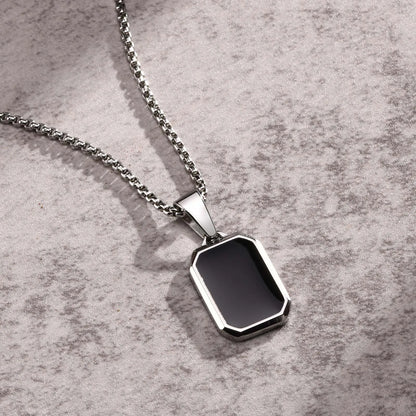 Black Enamel Pendant Necklace