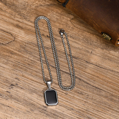 Black Enamel Pendant Necklace