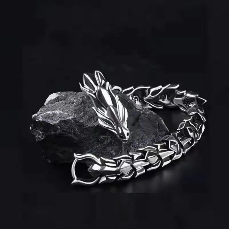 Men's Silver Plated Dragon Bracelet