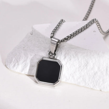 Black Enamel Pendant Necklace