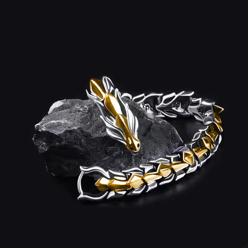 Men's Silver Plated Dragon Bracelet