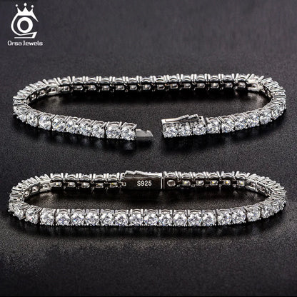 925 Sterling Silver Tennis Chain Bracelet