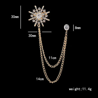 Star Rhinestone Brooch For Men