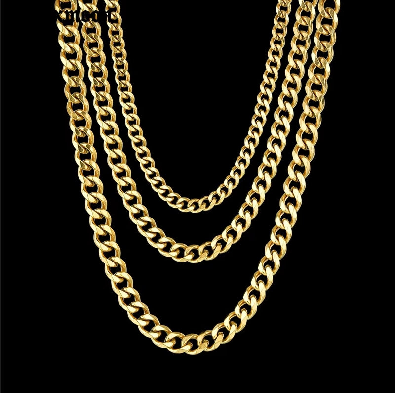 Stainless Steel Cuban Curb Link Chain Necklace for Men