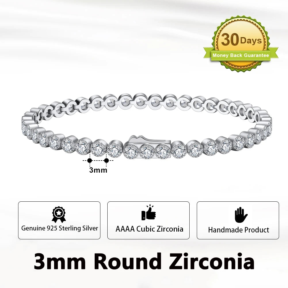 925 Sterling Silver Tennis Chain Bracelet