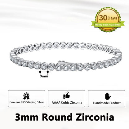 925 Sterling Silver Tennis Chain Bracelet