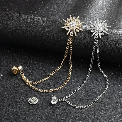 Star Rhinestone Brooch For Men